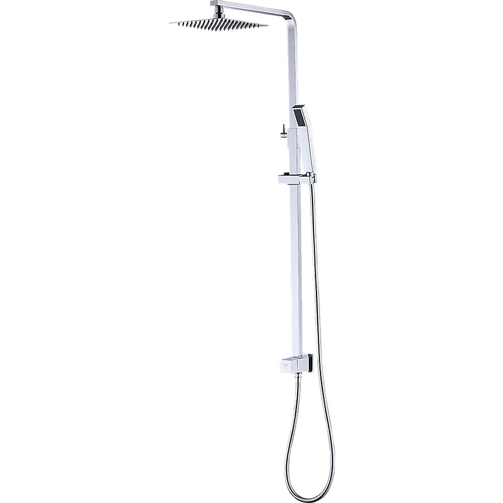 WELS 8" Rain Shower Head Set Square Dual Heads Faucet High Pressure Hand Held