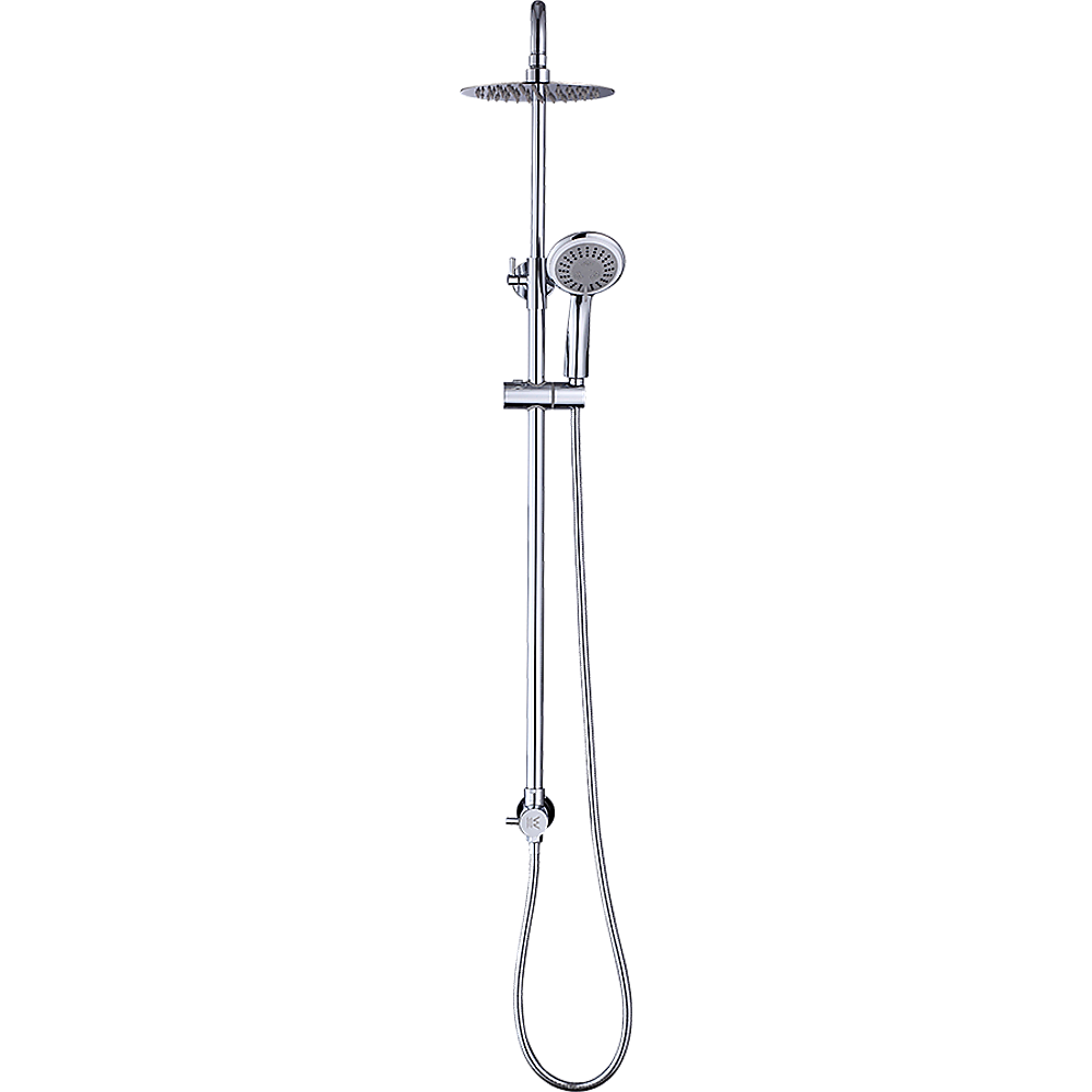 WELS 8" Rain Shower Head Set Rounded Dual Heads Faucet High Pressure Hand Held