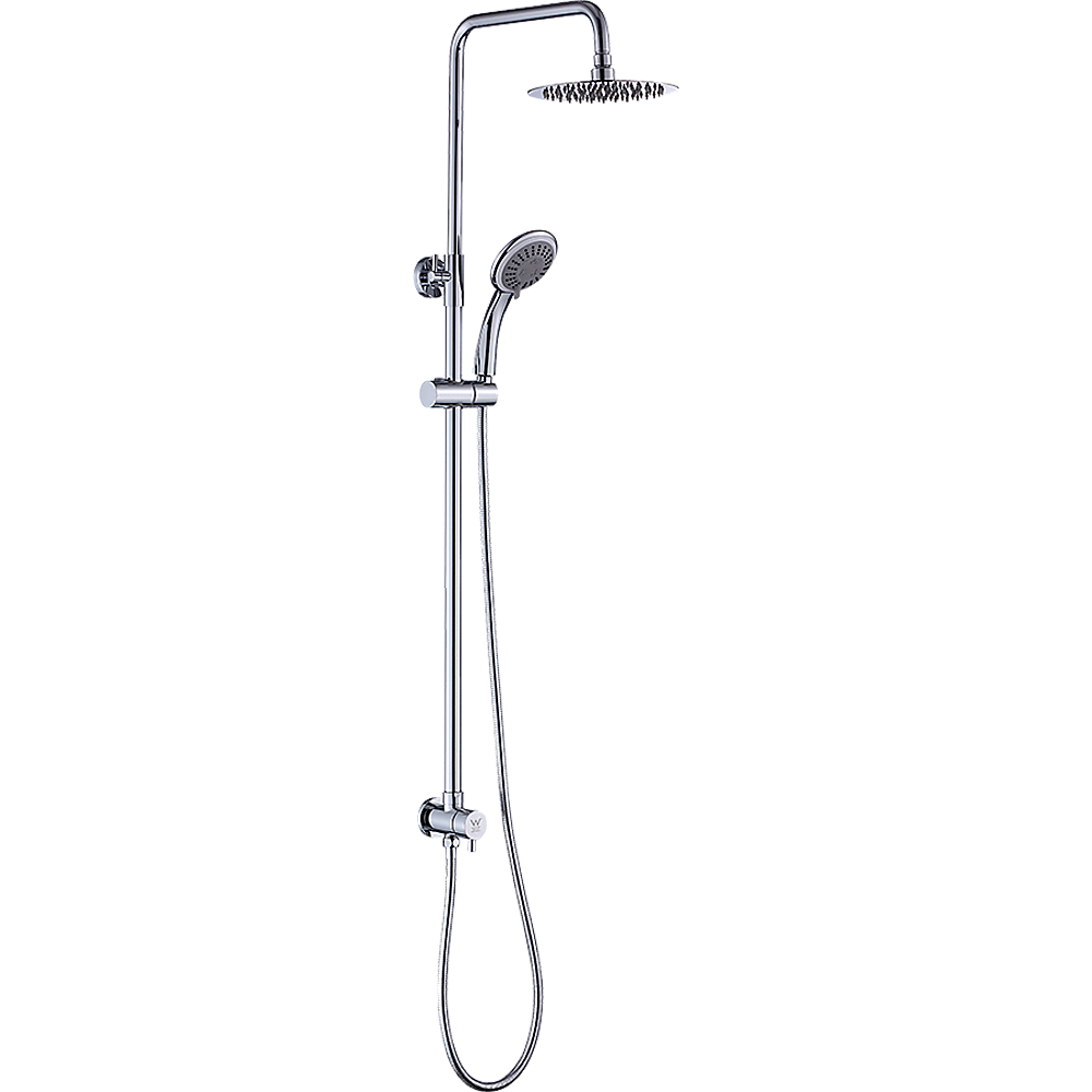 WELS 8" Rain Shower Head Set Rounded Dual Heads Faucet High Pressure Hand Held