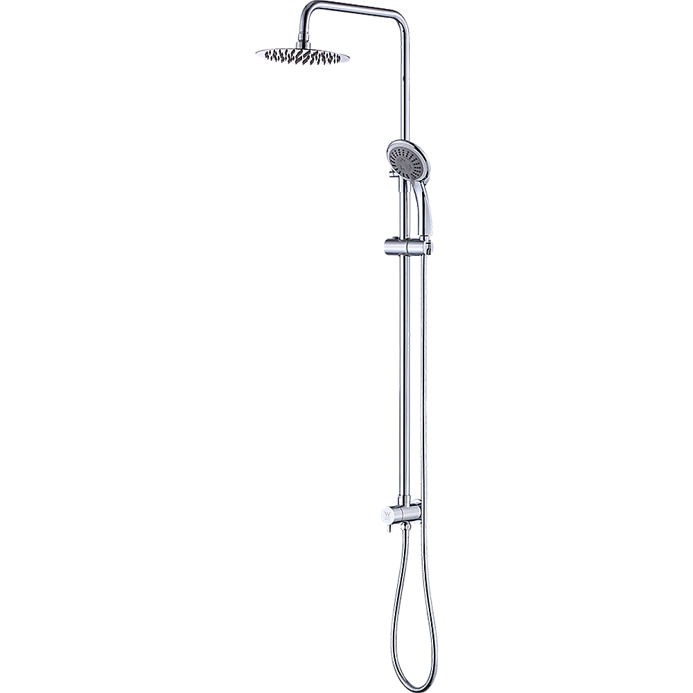 WELS 8" Rain Shower Head Set Rounded Dual Heads Faucet High Pressure Hand Held