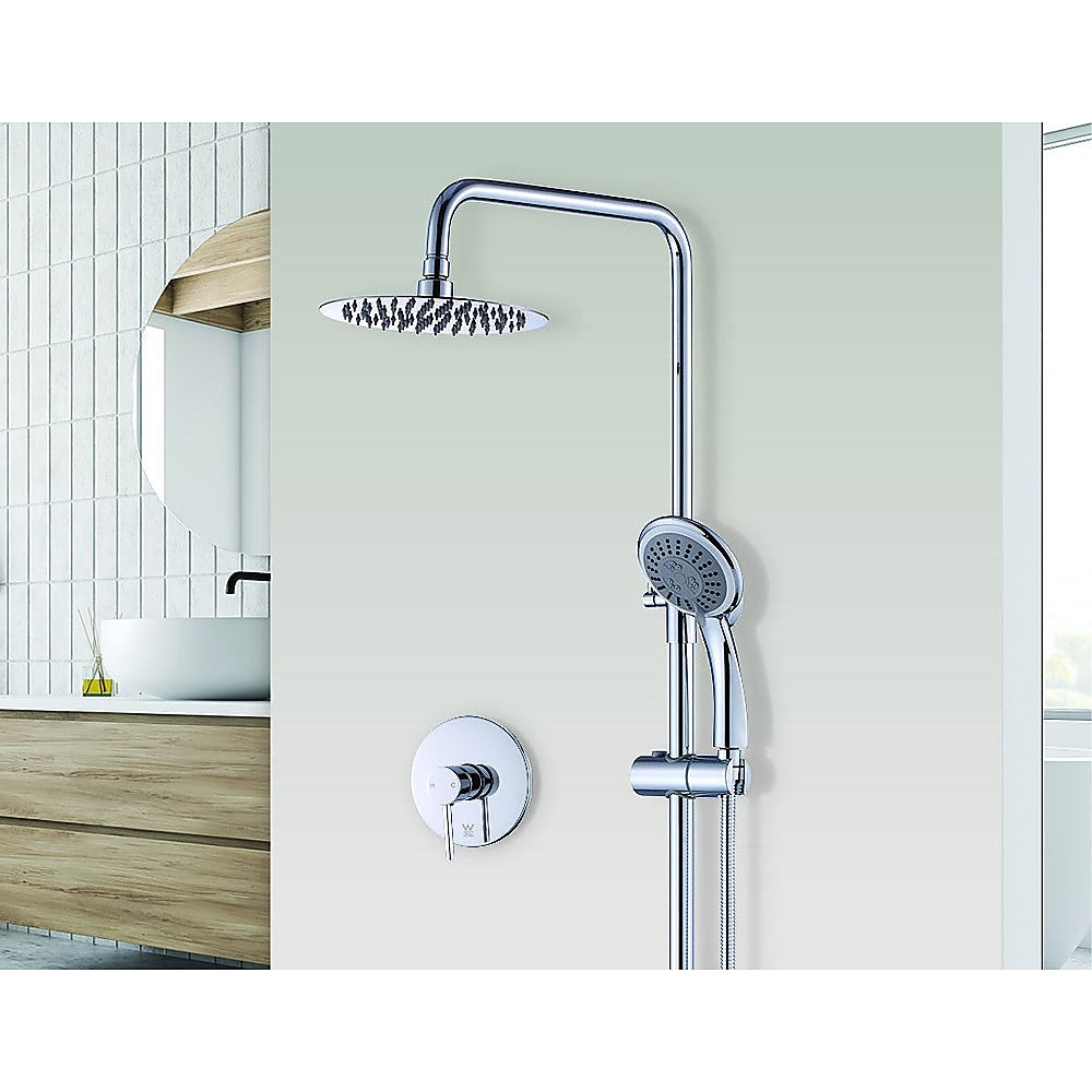 WELS 8" Rain Shower Head Set Rounded Dual Heads Faucet High Pressure With Mixer