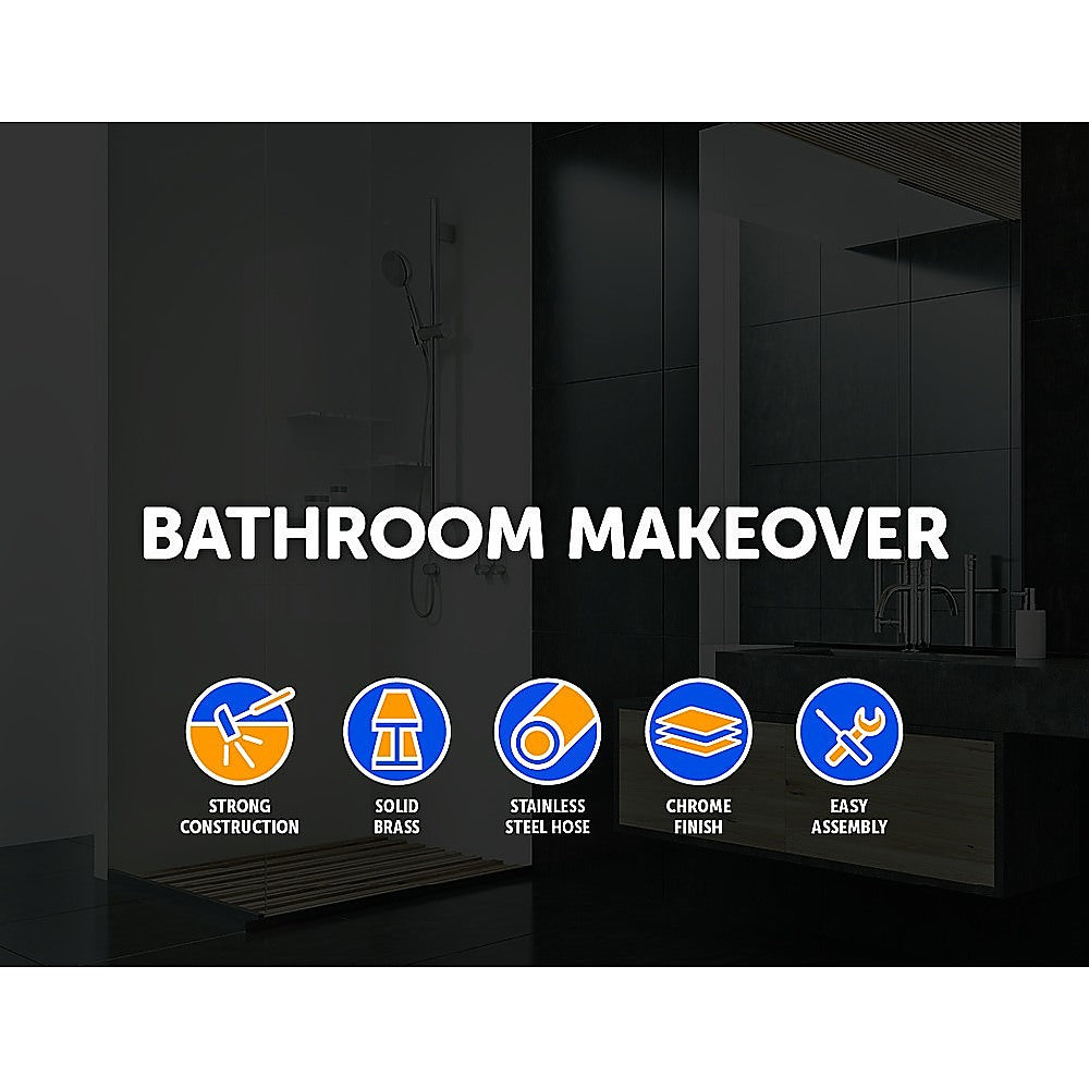 WELS 8" Rain Shower Head Set Rounded Dual Heads Faucet High Pressure With Mixer