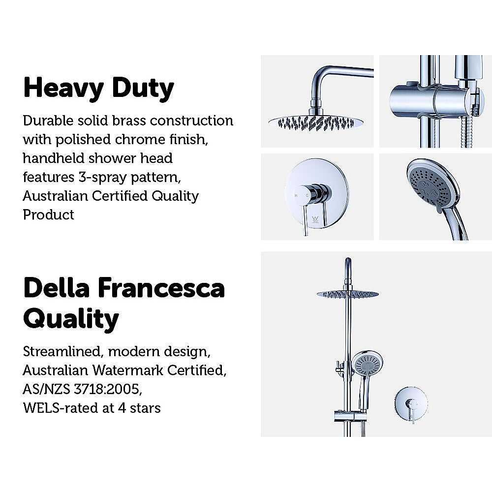 WELS 8" Rain Shower Head Set Rounded Dual Heads Faucet High Pressure With Mixer