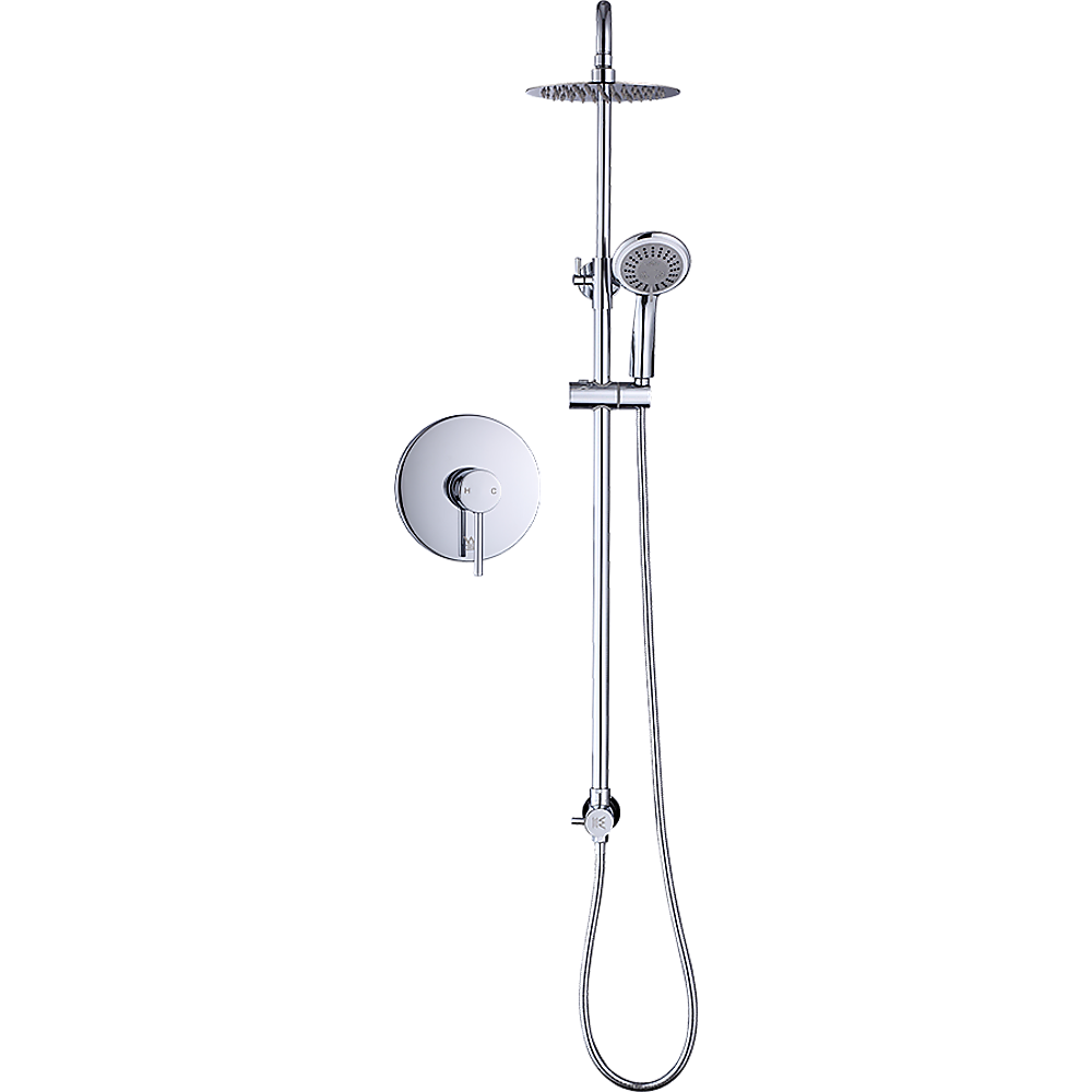 WELS 8" Rain Shower Head Set Rounded Dual Heads Faucet High Pressure With Mixer