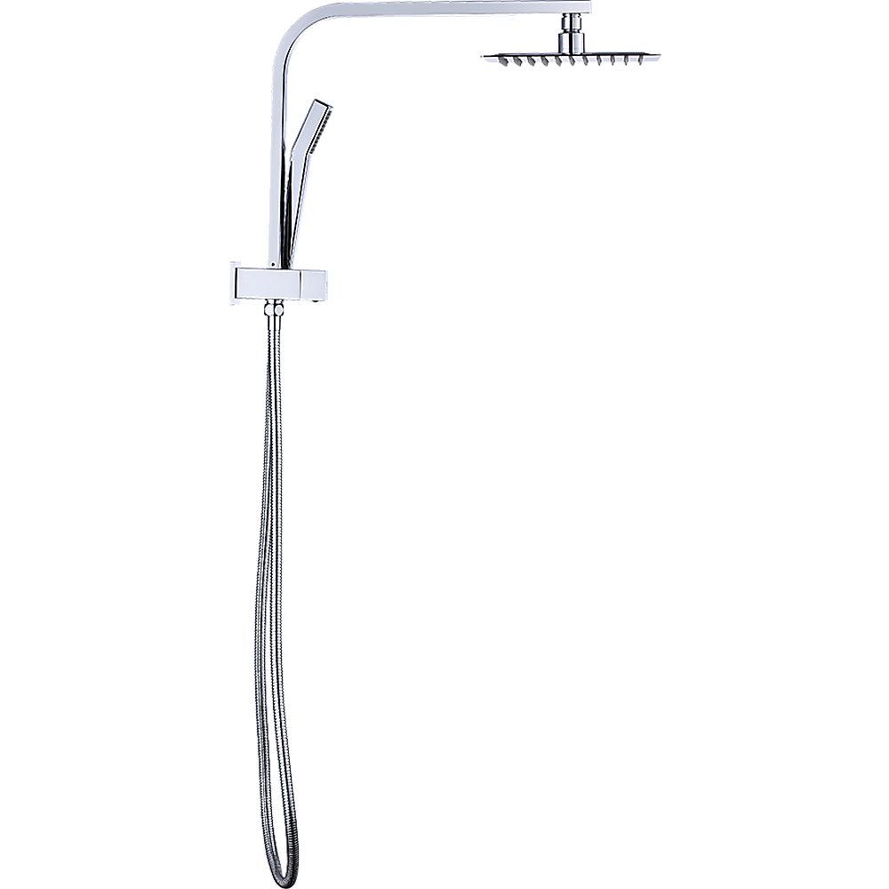 WELS 8" Rain Shower Head Set Square Dual Heads Faucet High Pressure Hand Held