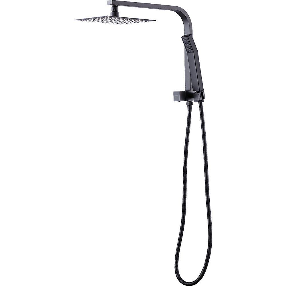 WELS 8" Rain Shower Head Set Square Dual Heads Faucet High Pressure Hand Held