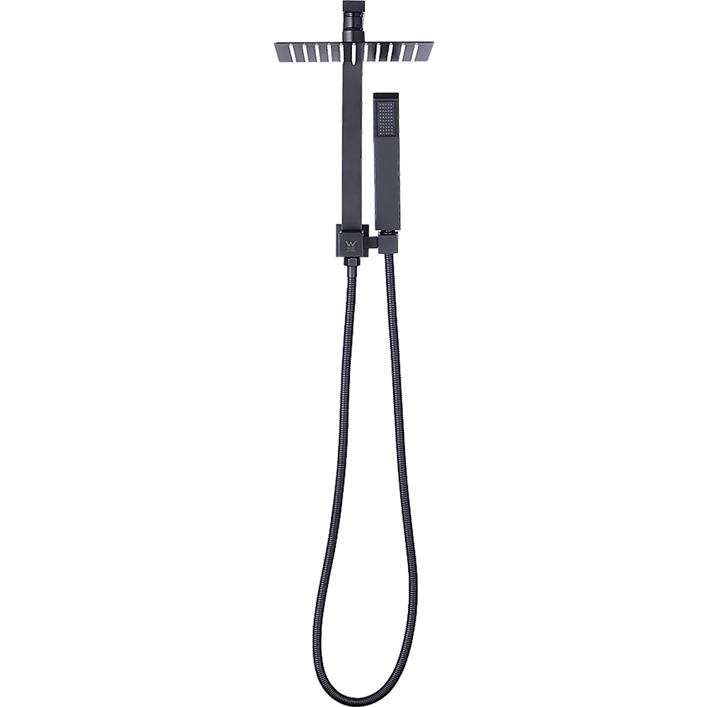 WELS 8" Rain Shower Head Set Square Dual Heads Faucet High Pressure Hand Held