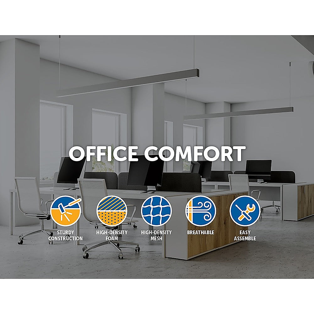 Office Chair Gaming Computer Chairs Mesh Back Foam Seat - White