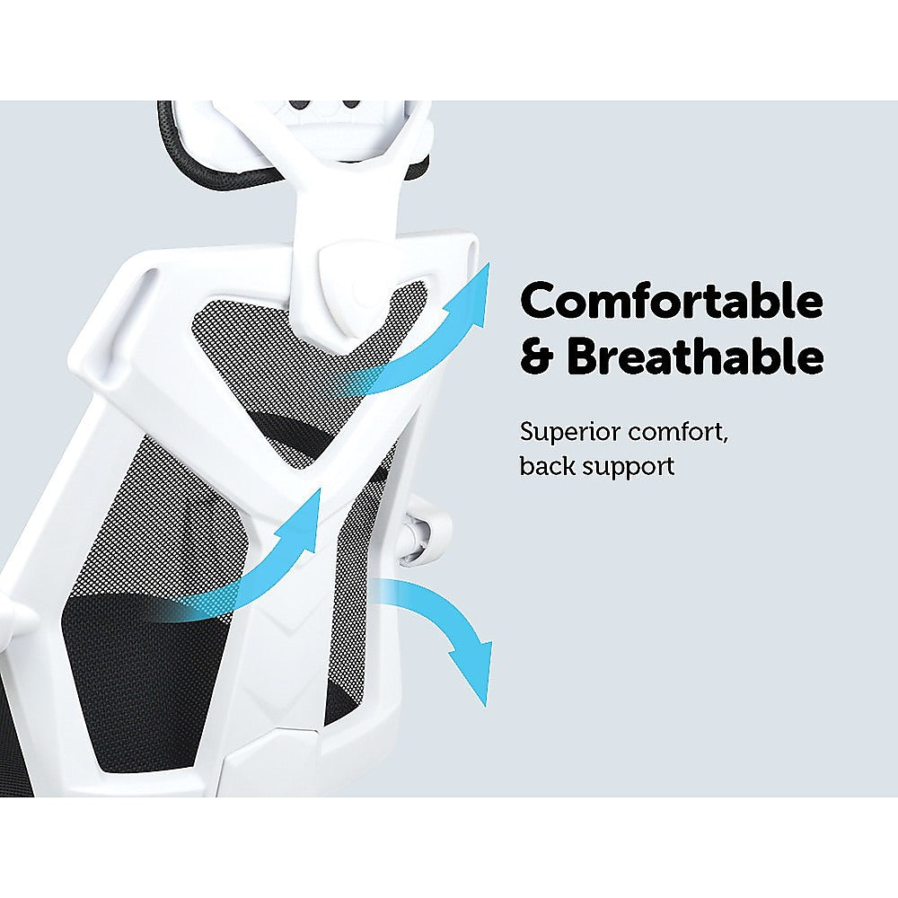 Office Chair Gaming Computer Chairs Mesh Back Foam Seat - White