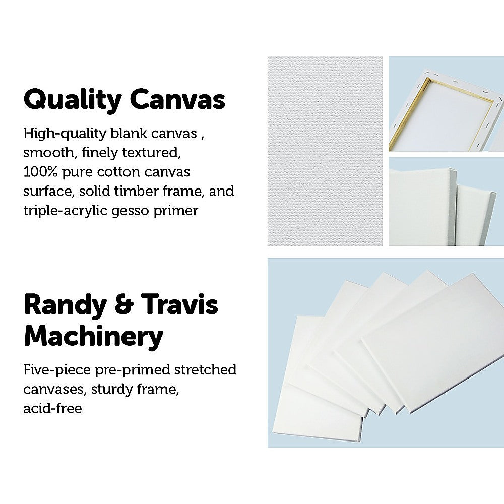 5 pack of 20x30cm Artist Blank Stretched Canvas Canvases Art Large White Range Oil Acrylic Wood