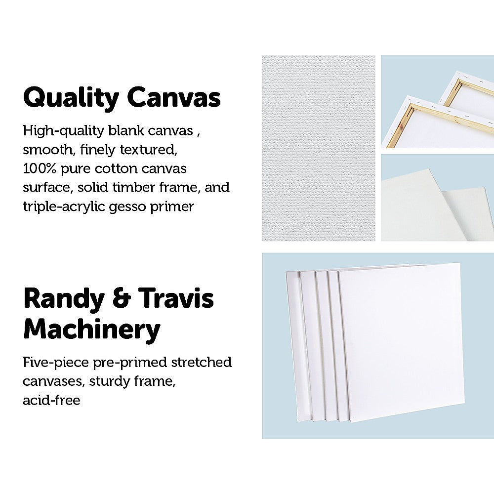 5 pack of 50x60cm Artist Blank Stretched Canvas Canvases Art Large White Range Oil Acrylic Wood