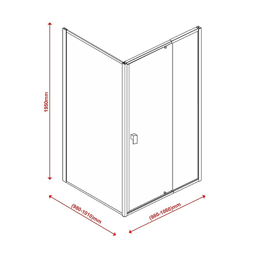 Semi Frameless Shower Screen (98~106)x 195cm & (98~101)x 195cm Side AS/NZS Glass