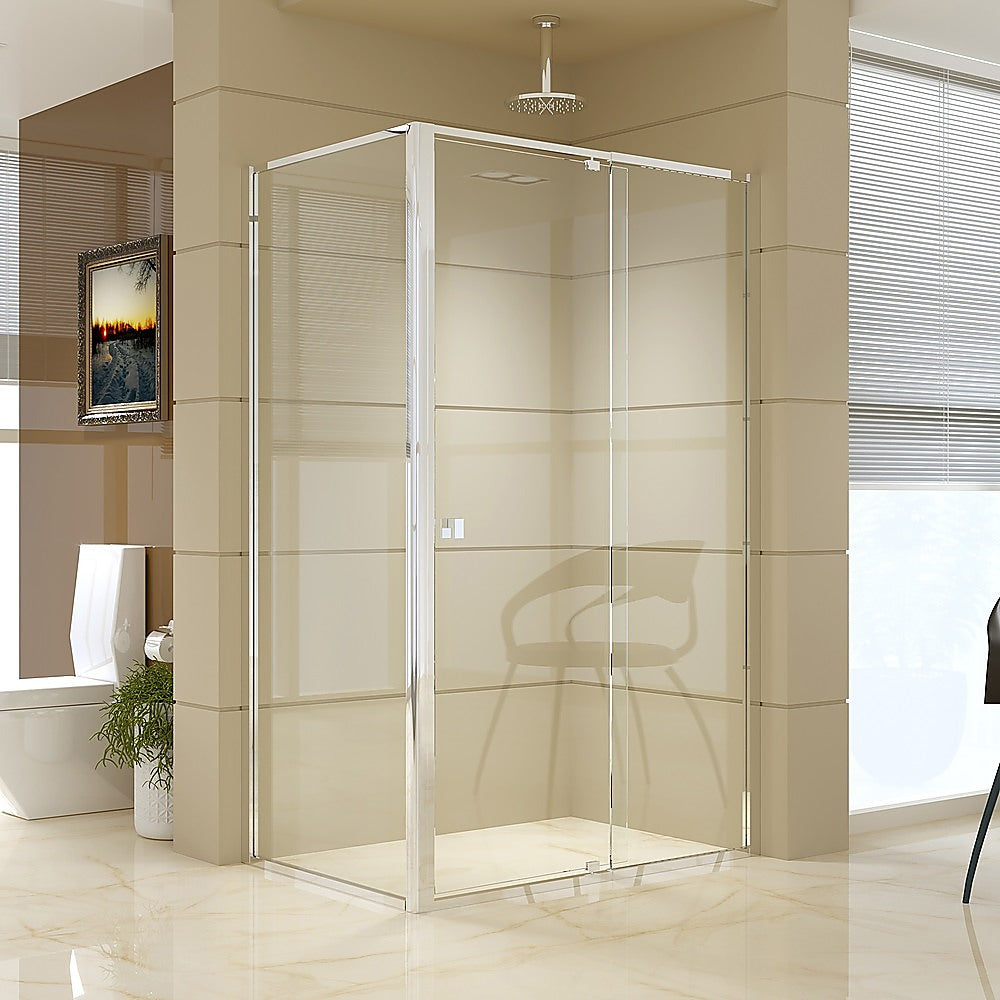 Semi Frameless Shower Screen (114~122)x 195cm &amp; (77~80)x 195cm Side AS/NZS Glass