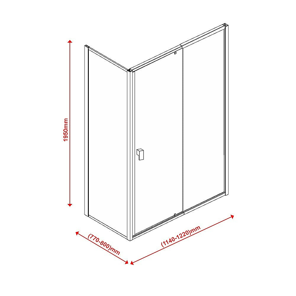 Semi Frameless Shower Screen (114~122)x 195cm & (77~80)x 195cm Side AS/NZS Glass