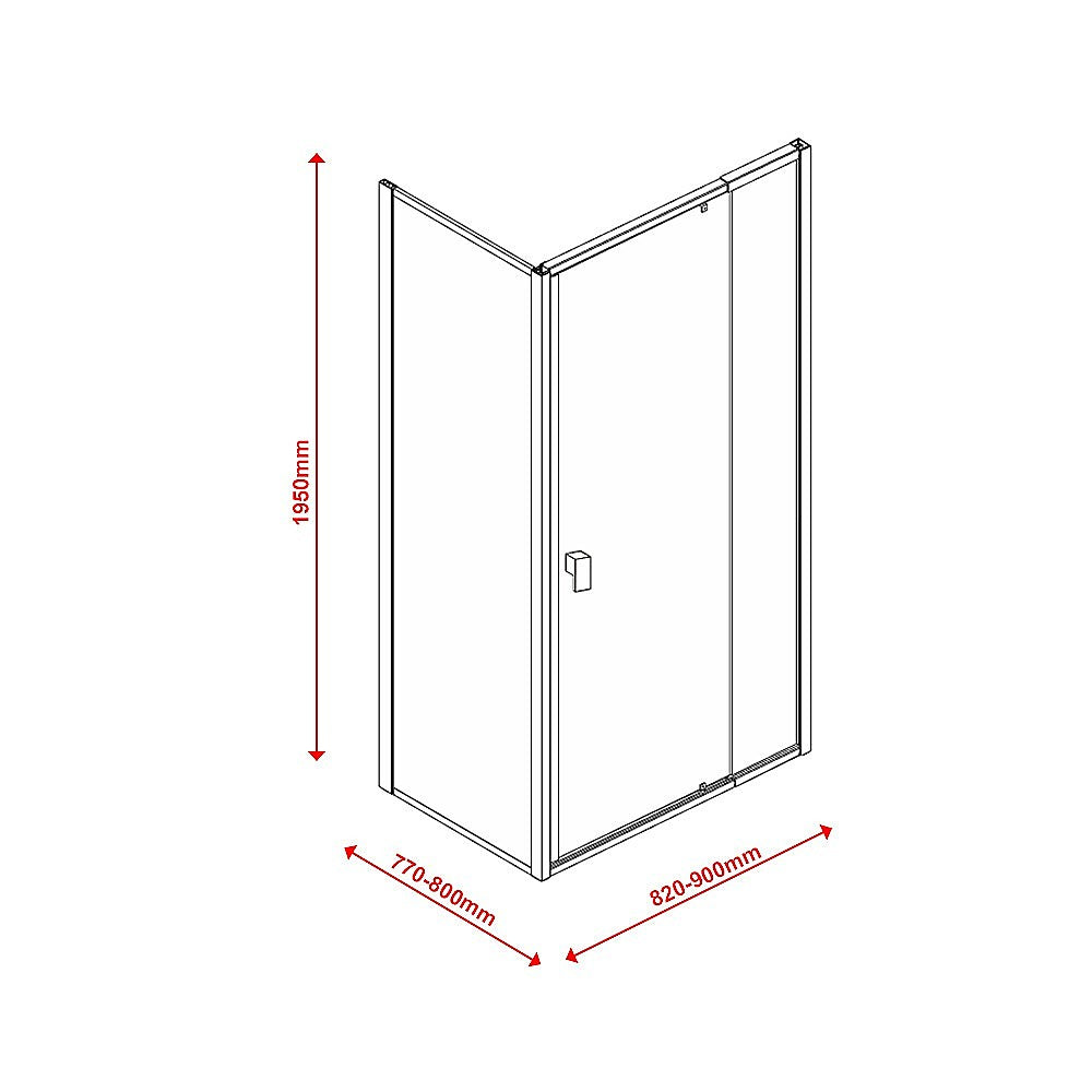 Semi Frameless Shower Screen (98~106)x 195cm & (77~80)x 195cm Side AS/NZS Glass