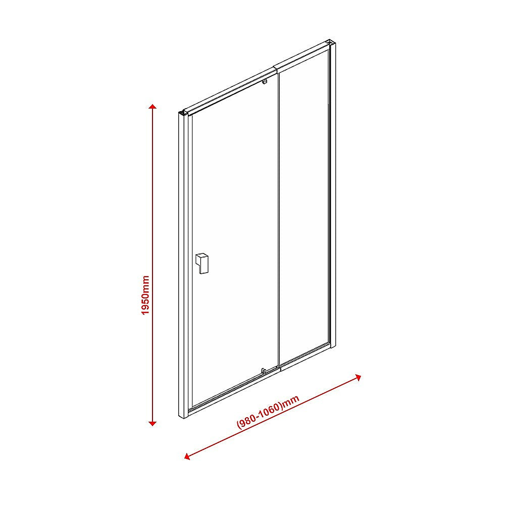 Adjustable Semi Frameless Shower Screen (98~106) x 195cm Australian Safety Glass