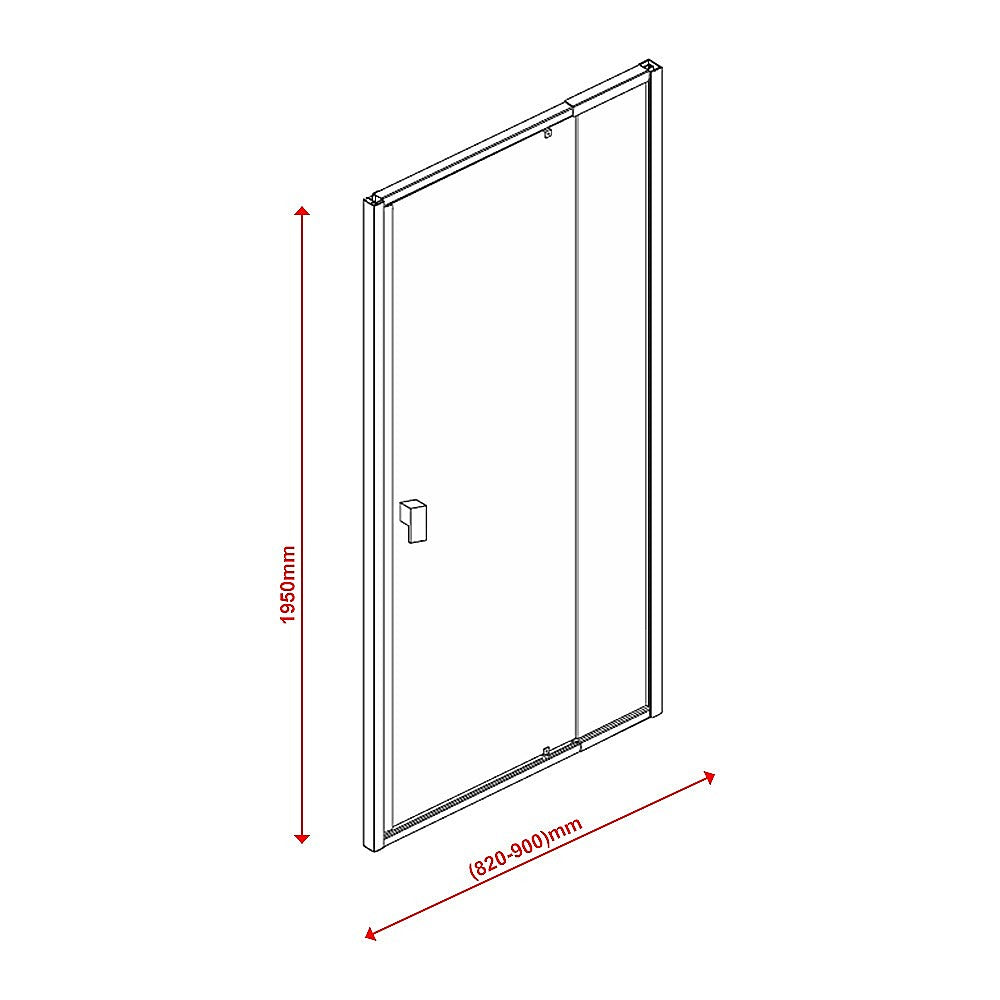 Adjustable Semi Frameless Shower Screen (82~90) x 195cm Australian Safety Glass