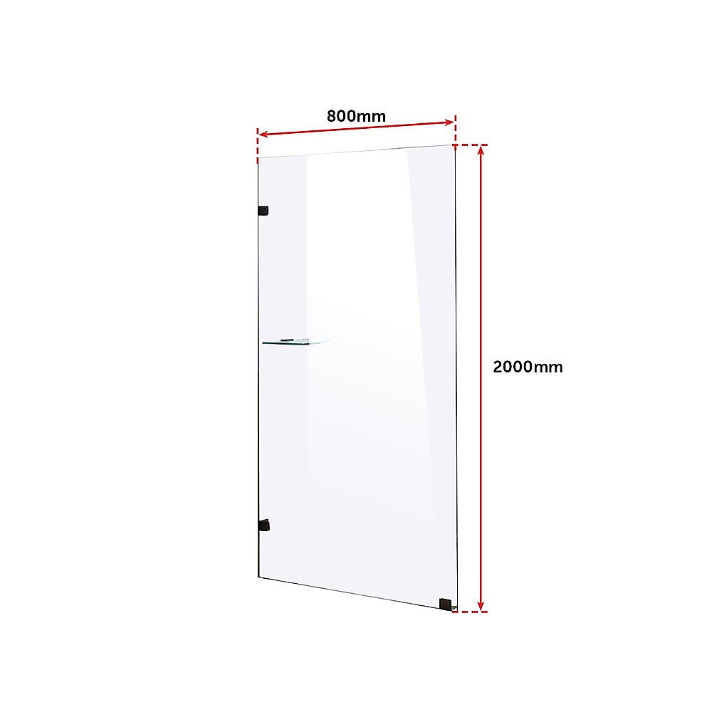 800 x 2000mm Frameless 10mm Safety Glass Shower Screen