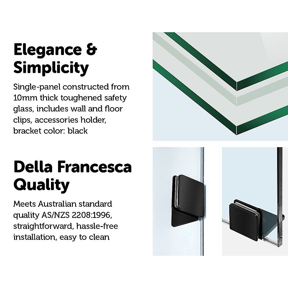 900 x 2000mm Frameless 10mm Safety Glass Shower Screen