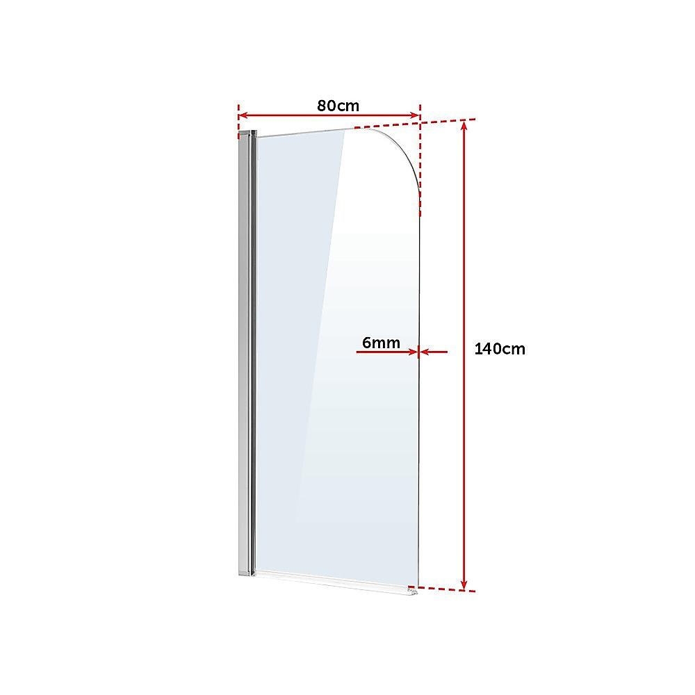 180° Pivot Door 6mm Safety Glass Bath Shower Screen 800x1400mm By Della Francesca