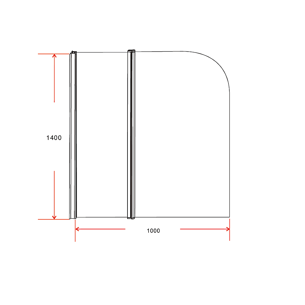 180° Pivot Door 6mm Safety Glass Bath Shower Screen 1000x1400mm By Della Francesca