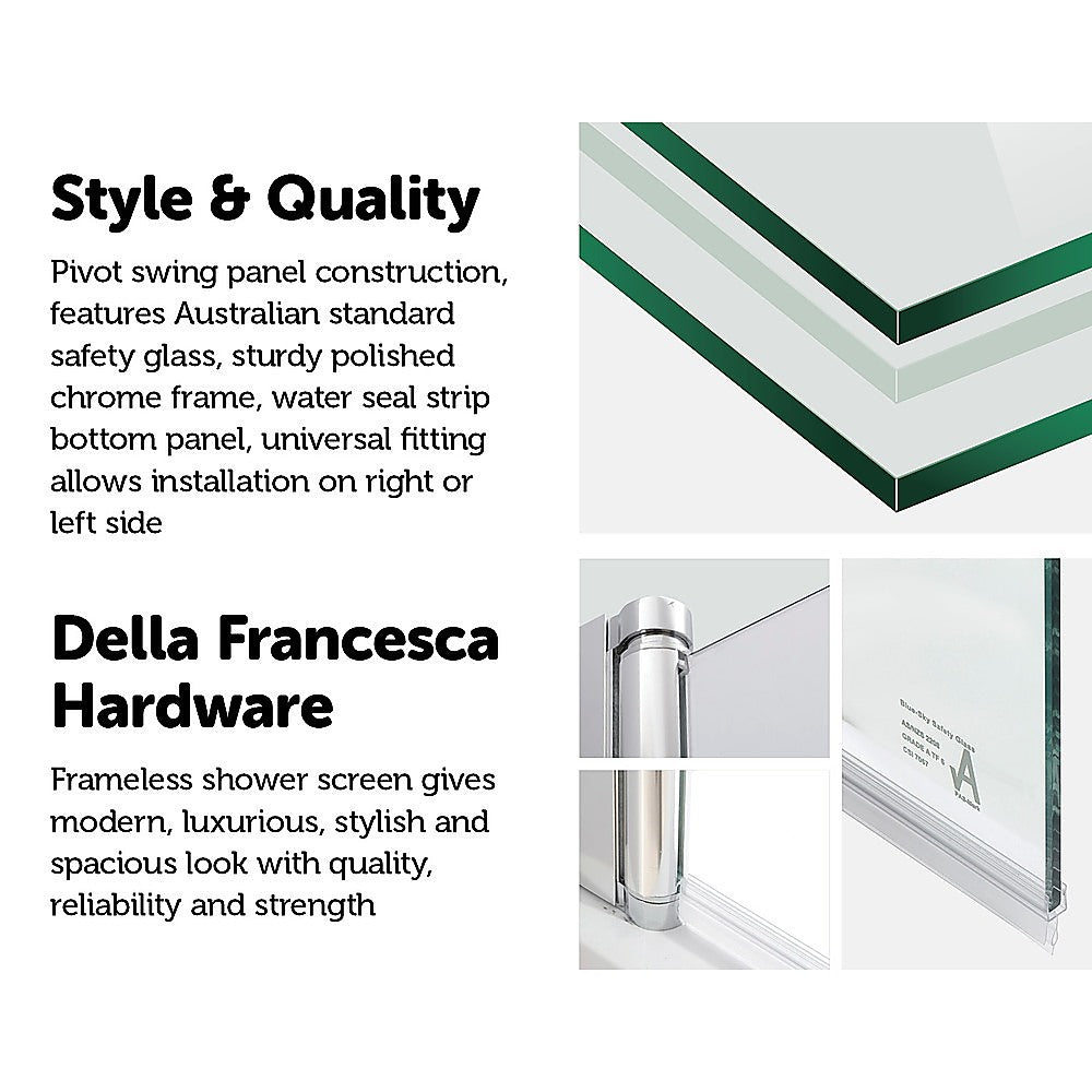 180° Pivot Door 6mm Safety Glass Bath Shower Screen 900x1400mm By Della Francesca