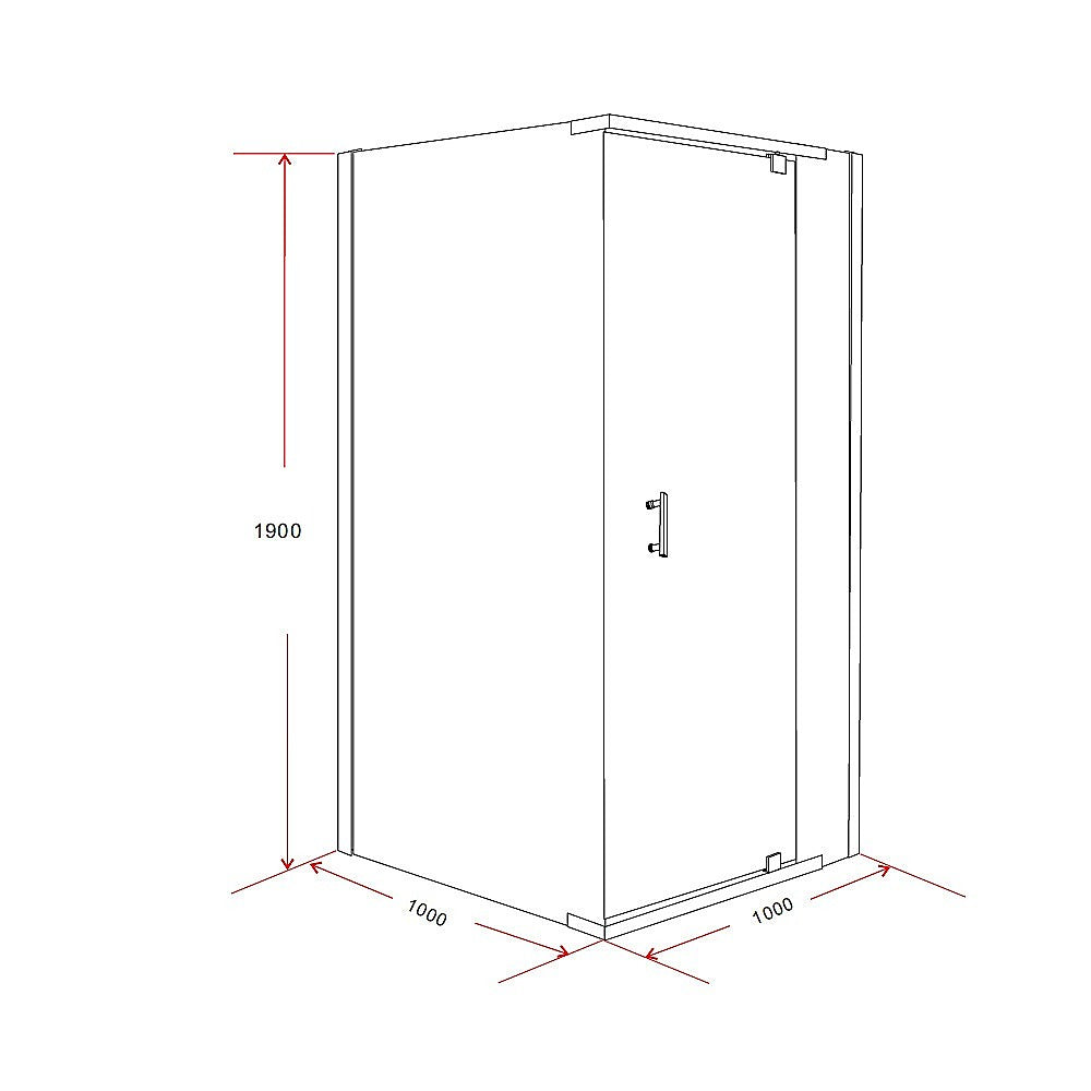 Shower Screen 1000x1000x1900mm Framed Safety Glass Pivot Door By Della Francesca