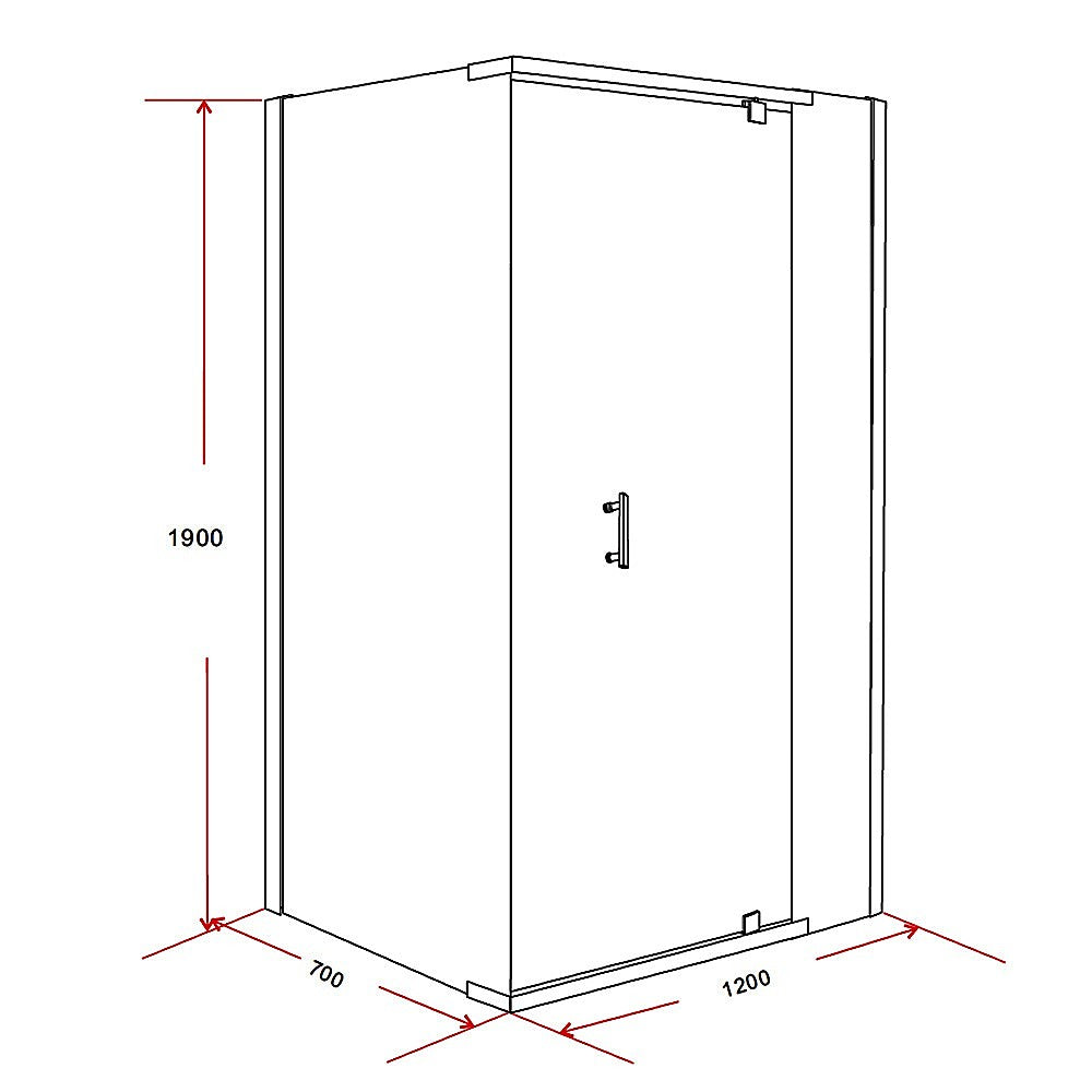 Shower Screen 1200x700x1900mm Framed Safety Glass Pivot Door By Della Francesca