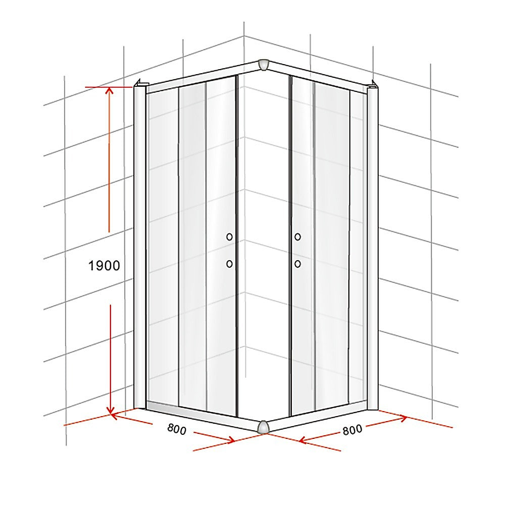 800 x 800mm Sliding Door Nano Safety Glass Shower Screen By Della Francesca