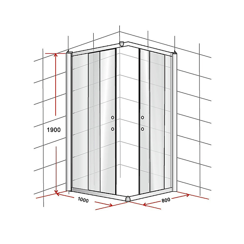 1000 x 800mm Sliding Door Nano Safety Glass Shower Screen By Della Francesca