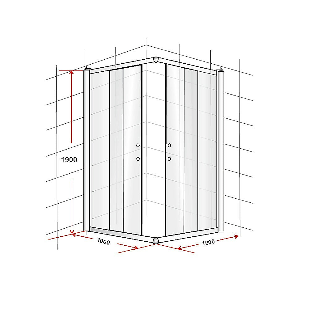 1000 x 1000mm Sliding Door Nano Safety Glass Shower Screen By Della Francesca