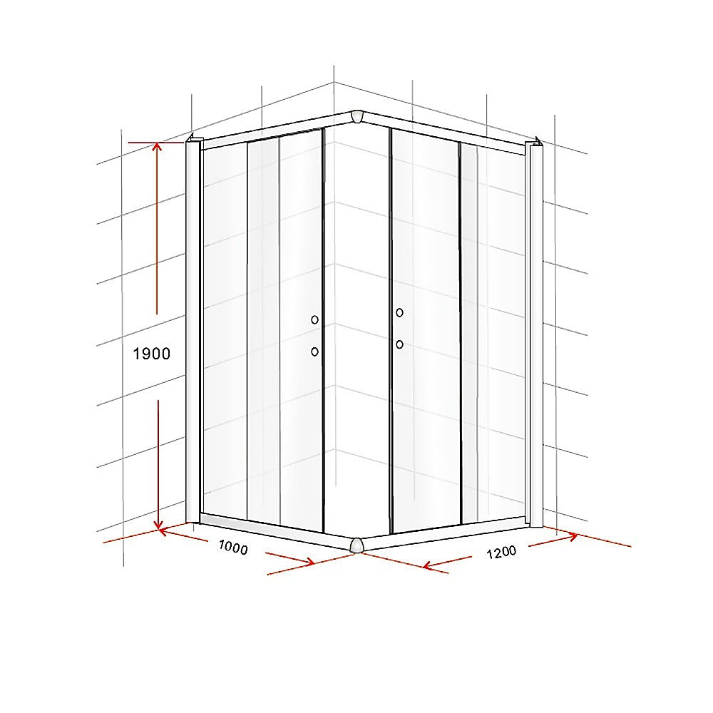 1000 x 1200mm Sliding Door Nano Safety Glass Shower Screen By Della Francesca