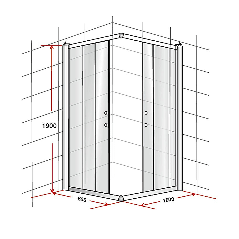 800 x 1000mm Sliding Door Nano Safety Glass Shower Screen By Della Francesca