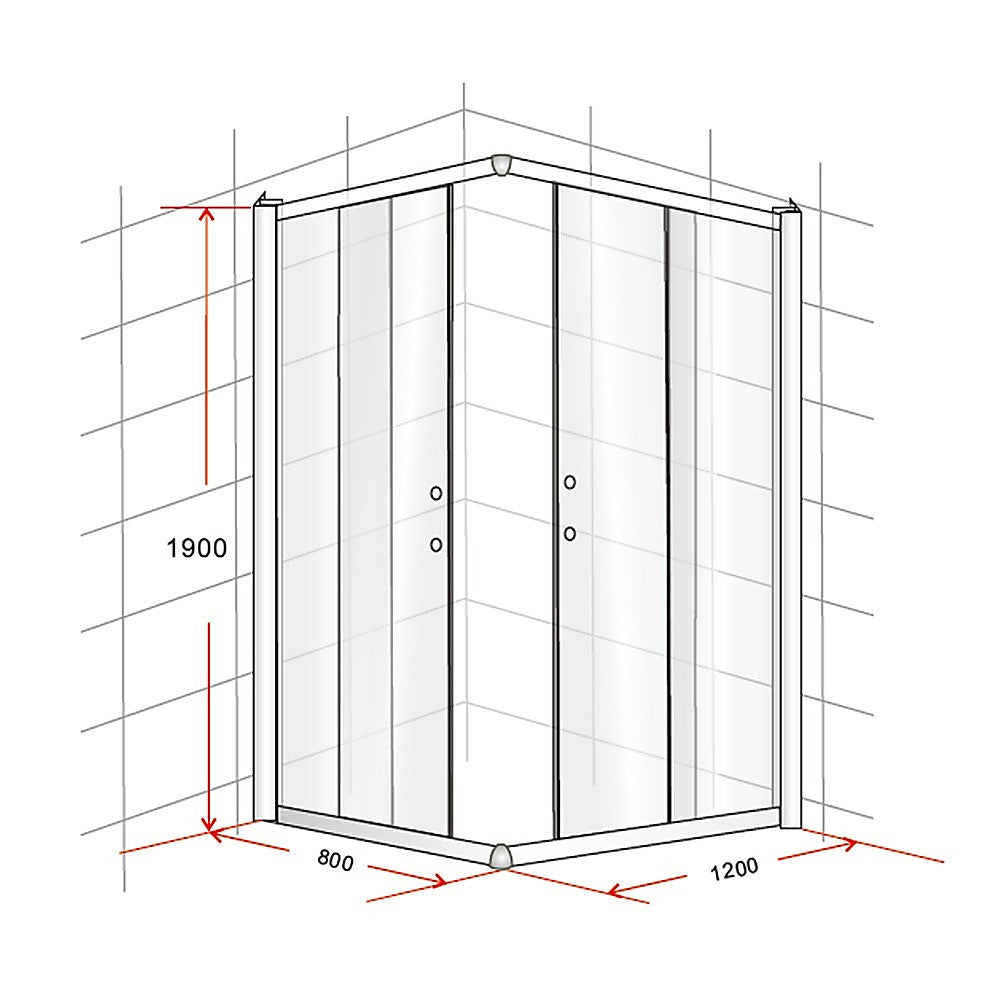 800 x 1200mm Sliding Door Nano Safety Glass Shower Screen By Della Francesca