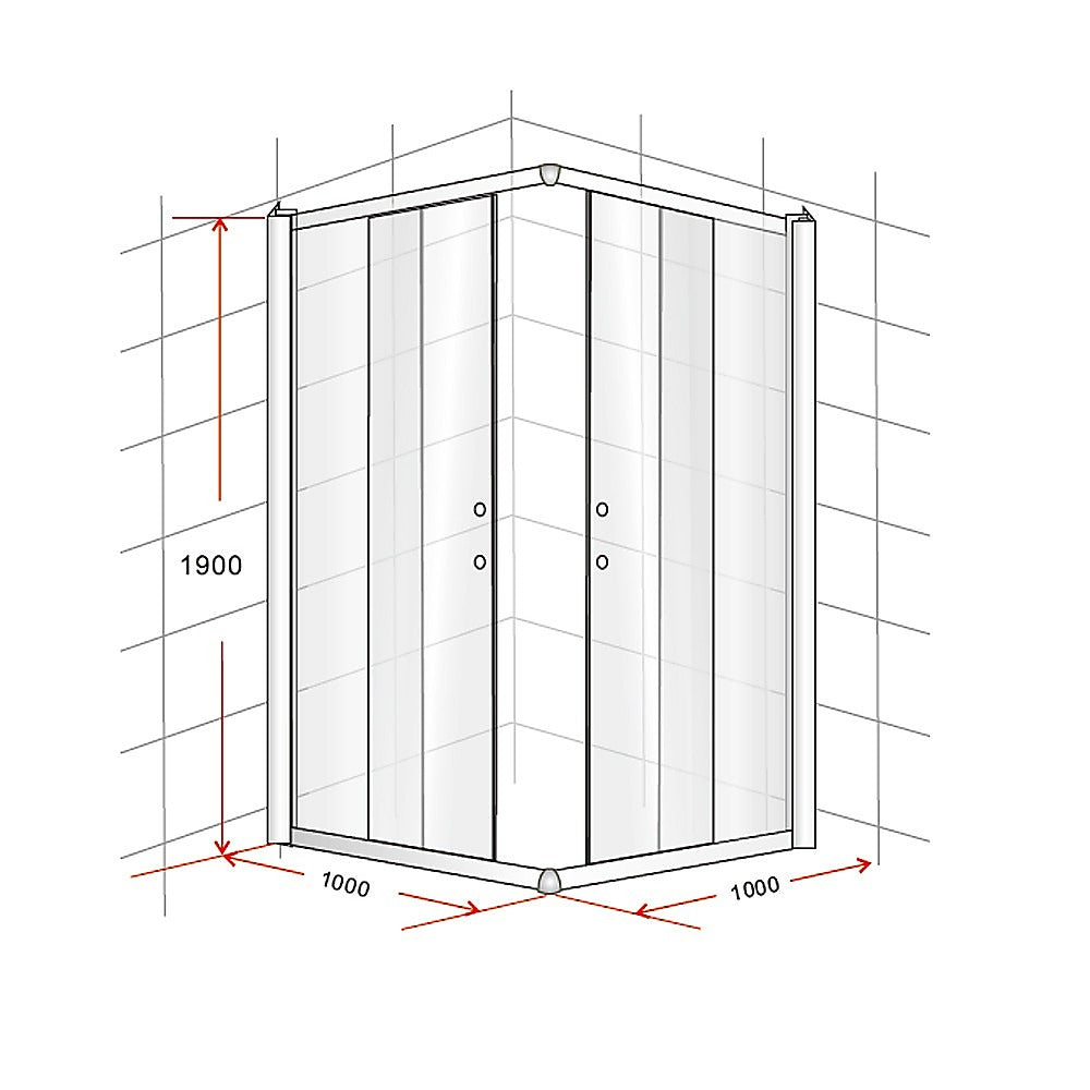 1000 x 1000mm Sliding Door Nano Safety Glass Shower Screen By Della Francesca
