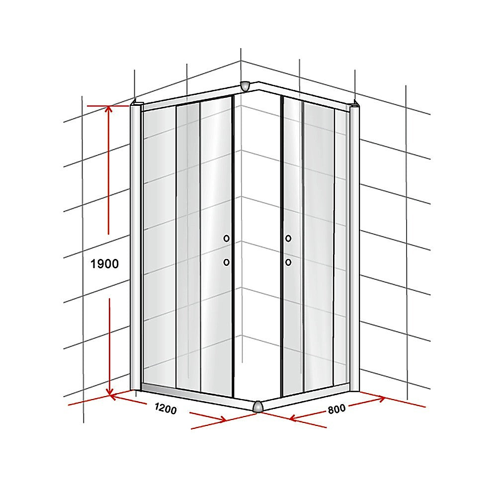 1200 x 800mm Sliding Door Nano Safety Glass Shower Screen By Della Francesca