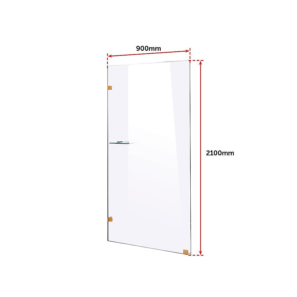 900 x 2100mm Frameless 10mm Safety Glass Shower Screen