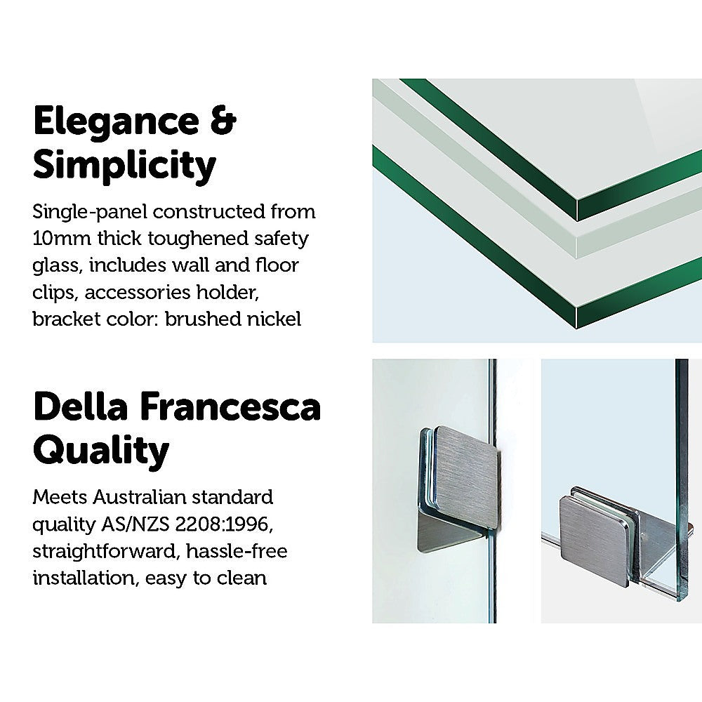 800 x 2000mm Frameless 10mm Safety Glass Shower Screen