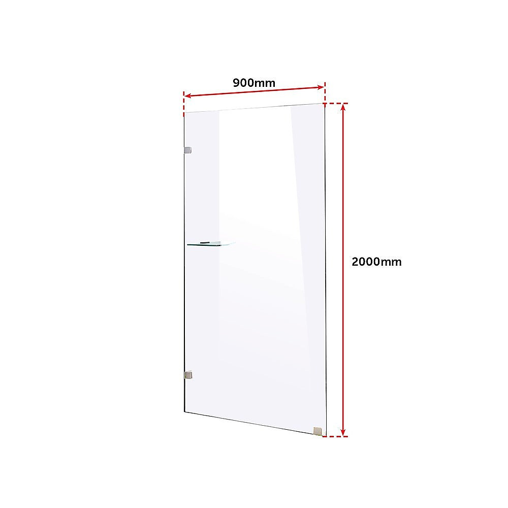 900 x 2000mm Frameless 10mm Safety Glass Shower Screen