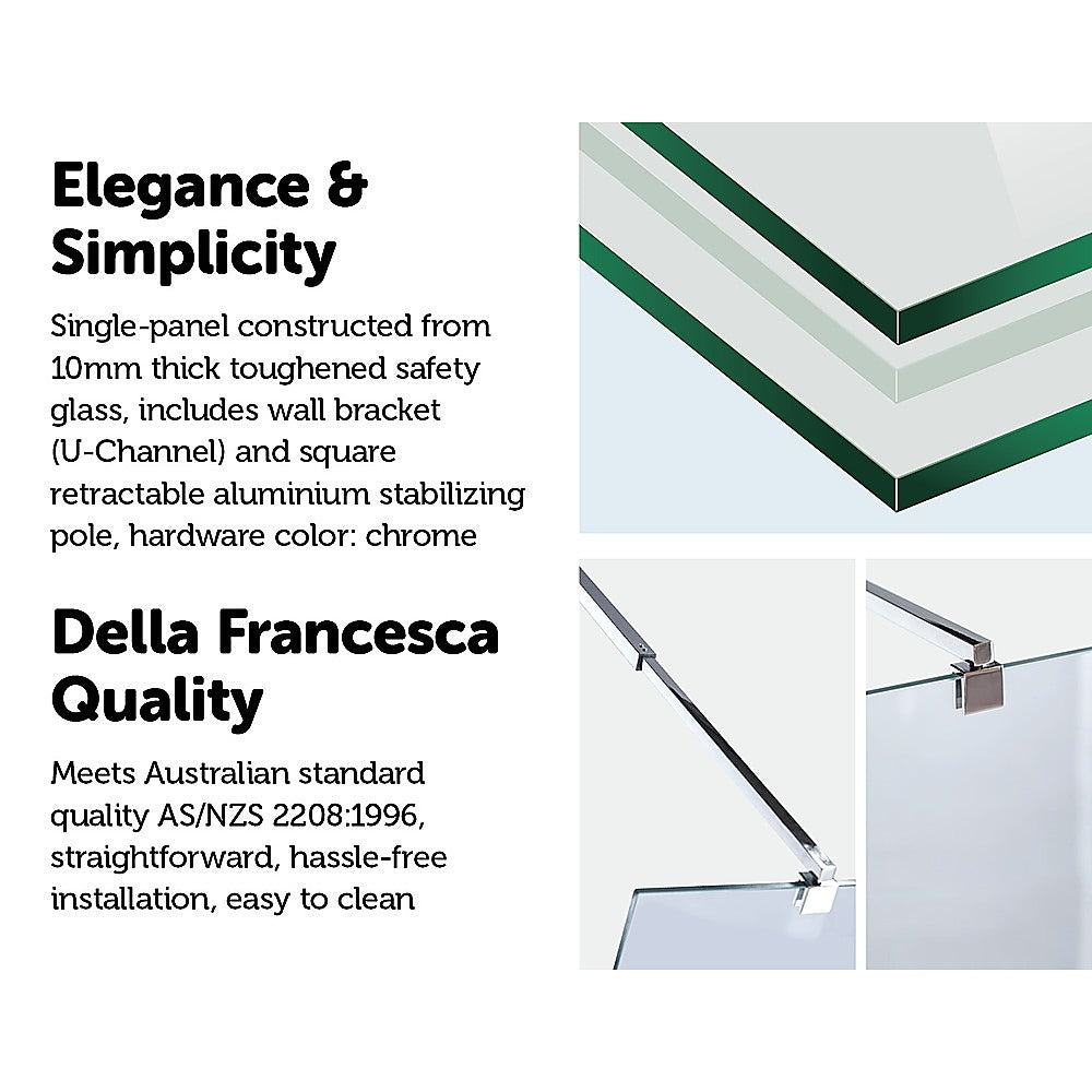 1200 x 2000mm Frameless 10mm Safety Glass Shower Screen