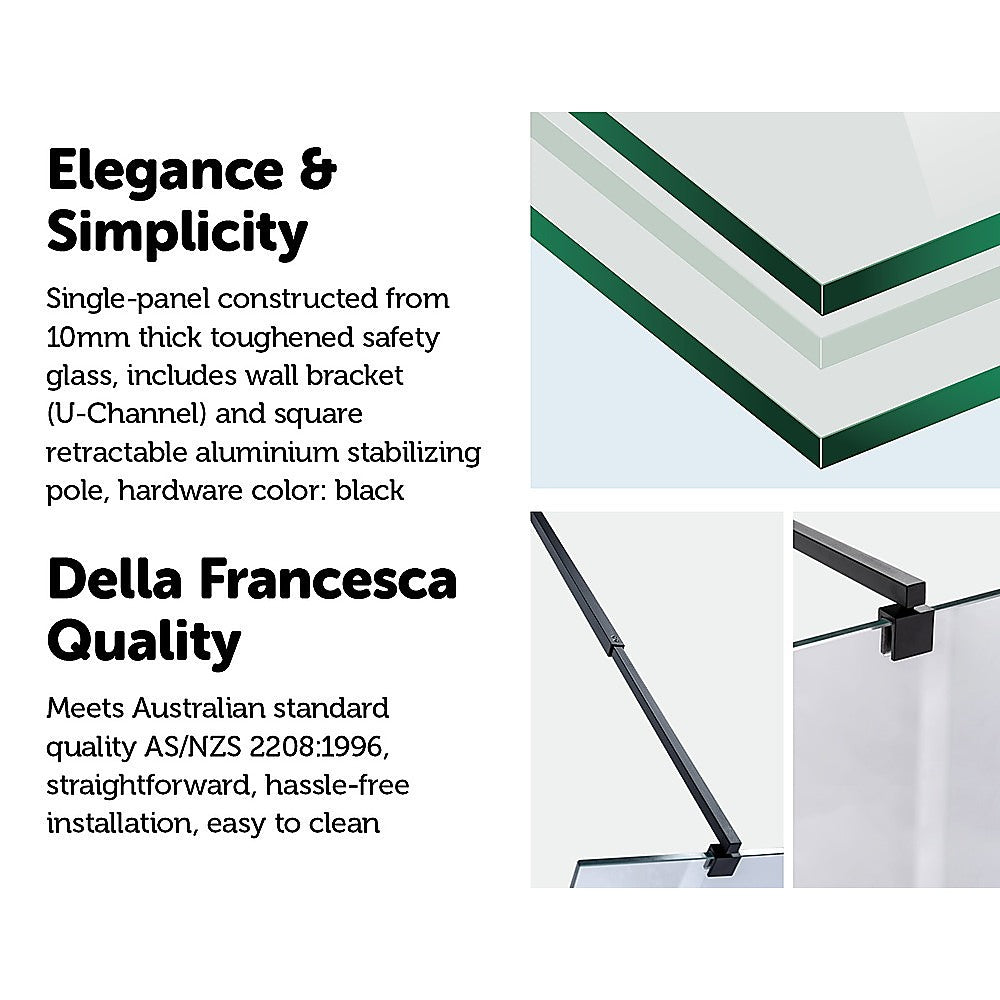 1000 x 2100mm Frameless 10mm Safety Glass Shower Screen