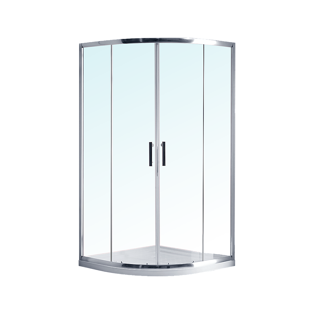 100 x 100cm Rounded Sliding 6mm Curved Shower Screen with Base in Chrome