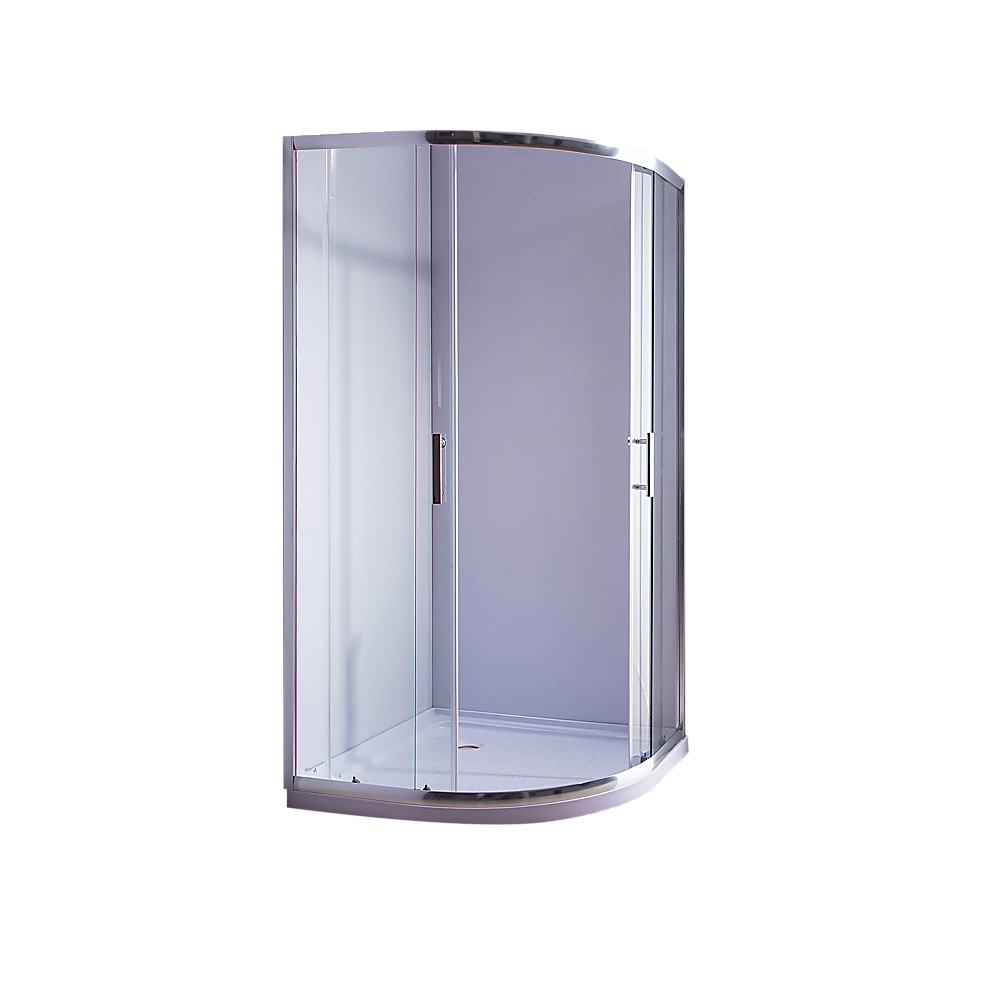 100 x 100cm Rounded Sliding 6mm Curved Shower Screen with Base in Chrome