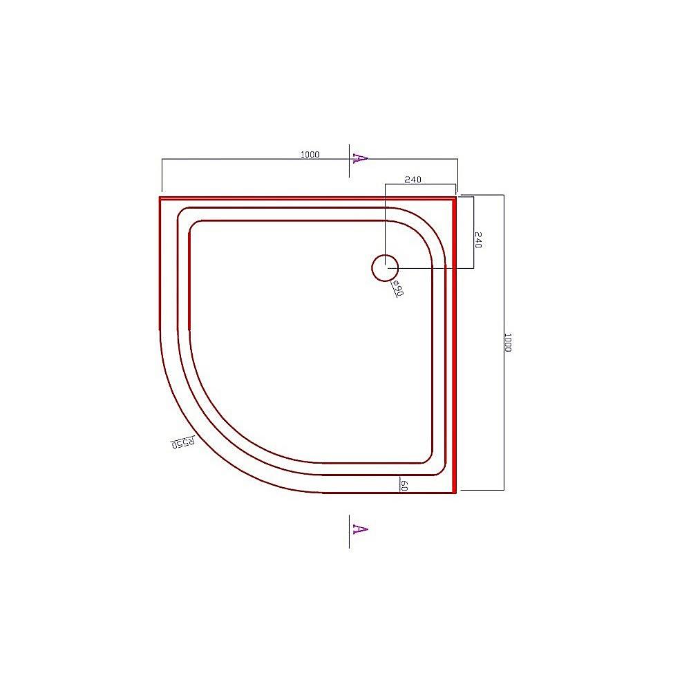 100 x 100cm Rounded Sliding 6mm Curved Shower Screen with Base in Chrome