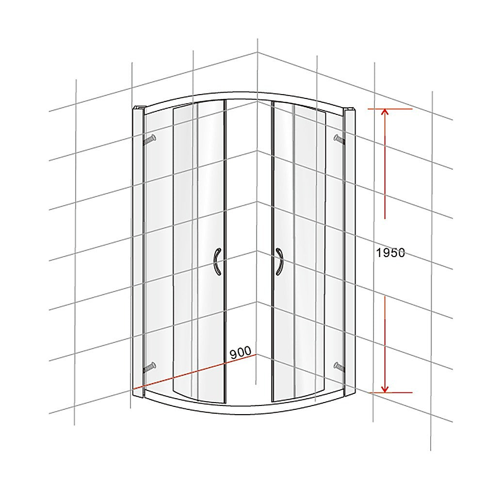 90 x 90cm Rounded Sliding 6mm Curved Shower Screen with Base in Chrome