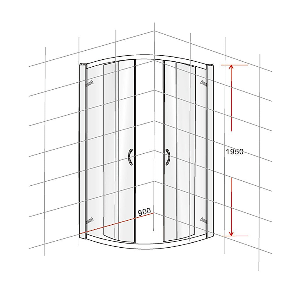 90 x 90cm Rounded Sliding 6mm Curved Shower Screen with Base in Black