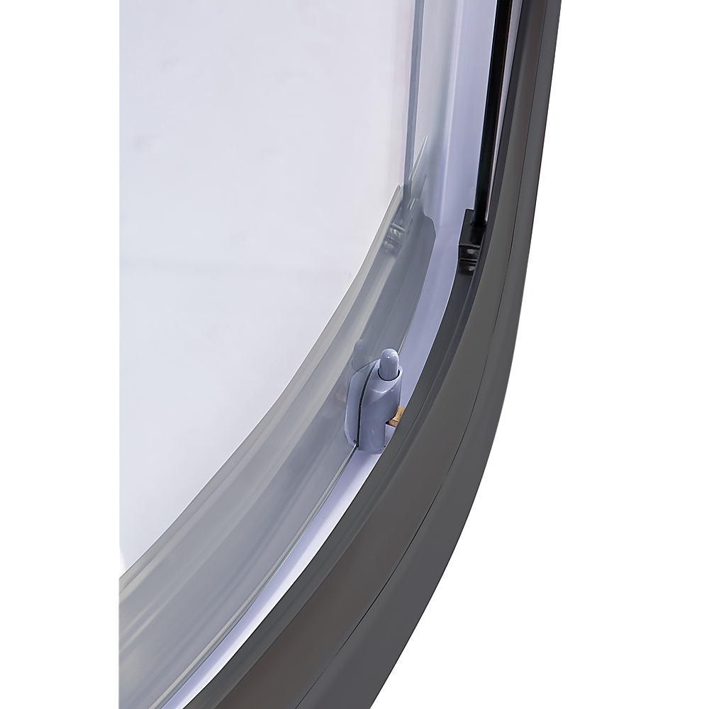 90 x 90cm Rounded Sliding 6mm Curved Shower Screen with Base in Black