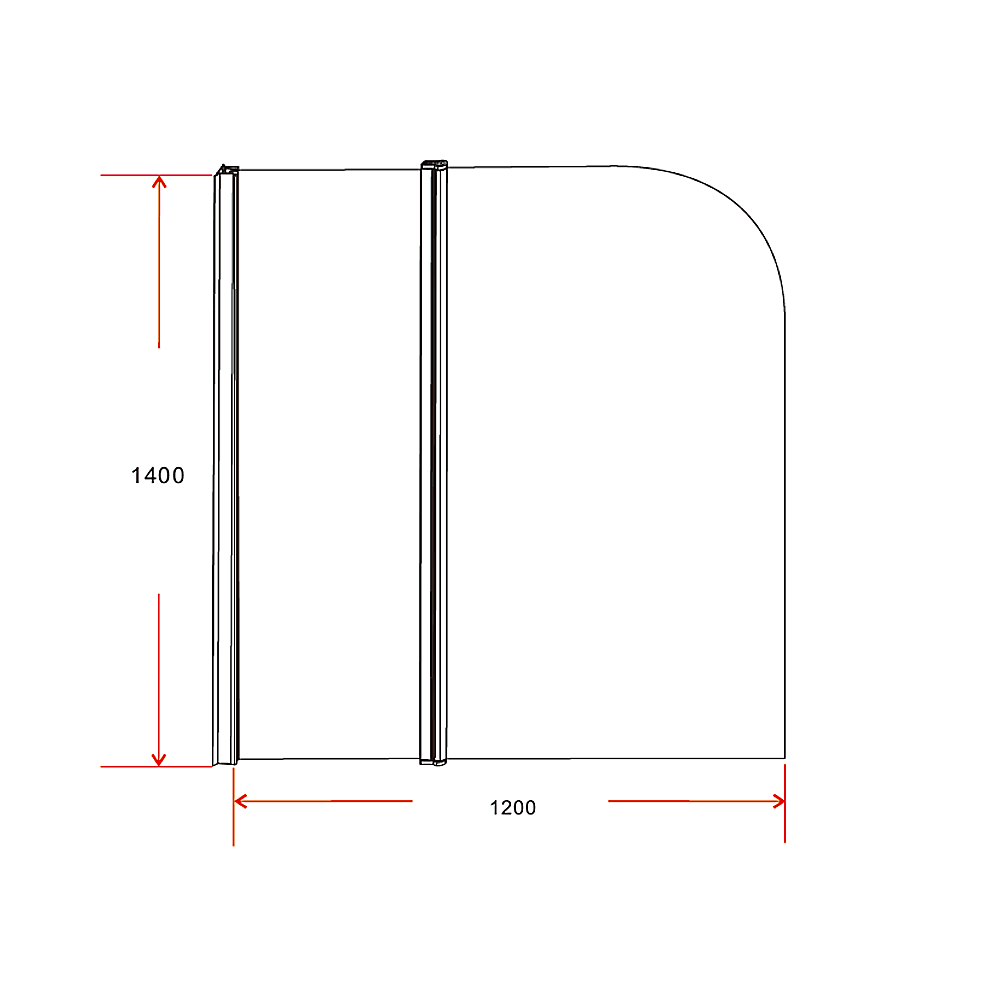 180° Pivot Door 6mm Safety Glass Bath Shower Screen 1200x1400mm By Della Francesca