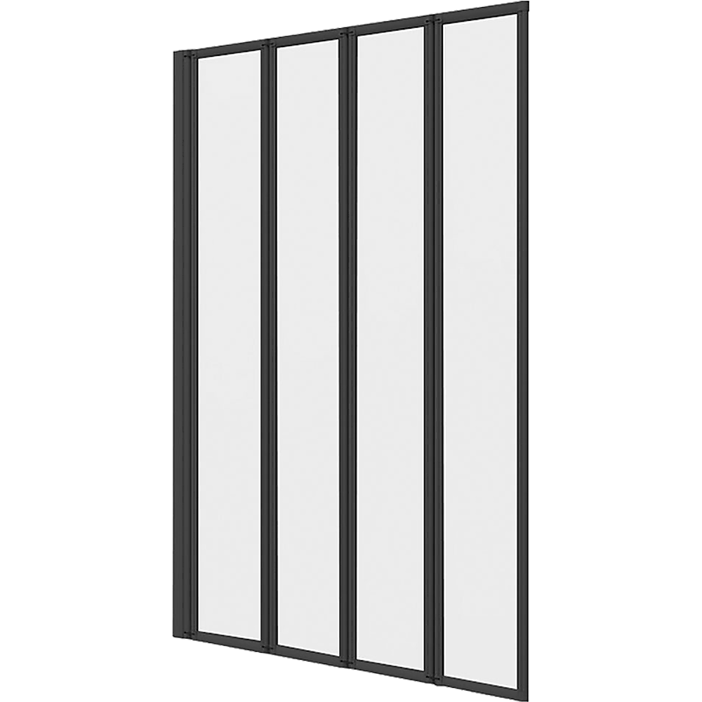 4 Fold Black Folding Bath Shower Screen Door Panel 1000 x 1400mm