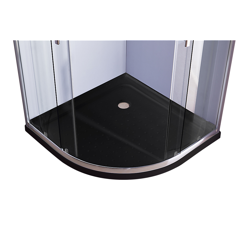 100 x 100cm Chrome Rounded Sliding 6mm Curved Shower Screen with Black Base
